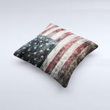 Dark Textured American Flag Decorative Throw Pillow