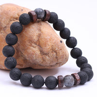 Men's Bracelet - Natural Moonstone Bead - Lava Stone Diffuser