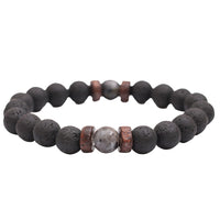 Men's Bracelet - Natural Moonstone Bead - Lava Stone Diffuser