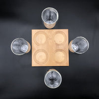 Set Of 4 Doublewalled Thermal Glasses and Bamboo Tray