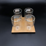 Set Of 4 Doublewalled Thermal Glasses and Bamboo Tray