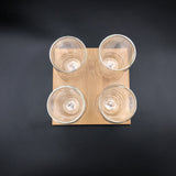 Set Of 4 Doublewalled Thermal Glasses and Bamboo Tray