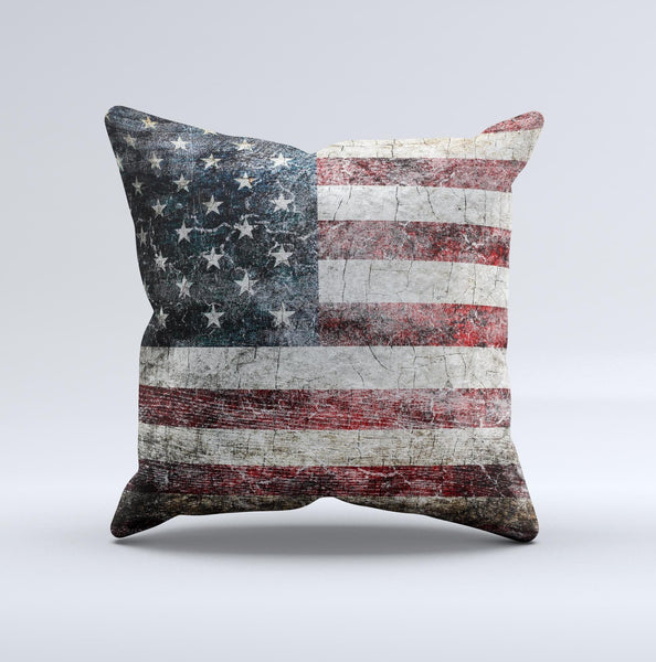 Dark Textured American Flag Decorative Throw Pillow