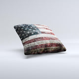 Dark Textured American Flag Decorative Throw Pillow