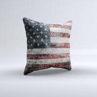 Dark Textured American Flag Decorative Throw Pillow