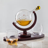 Whiskey Decanter Globe Set with Sailboat