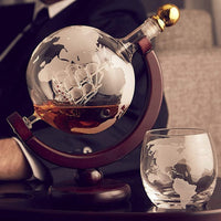 Whiskey Decanter Globe Set with Sailboat